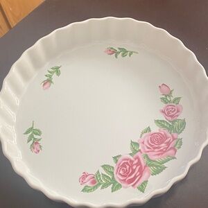 Rose Pattern Ceramic Pie Dish